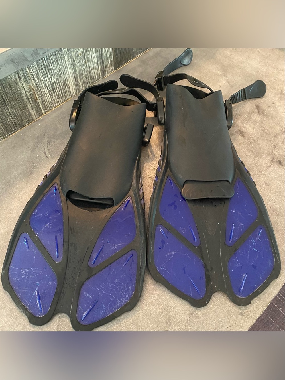 Black and Purple Swim Fins